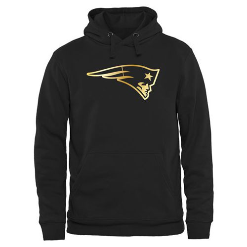 Men's New England Patriots Pro Line Black Gold Collection Pullover Hoodie - Click Image to Close